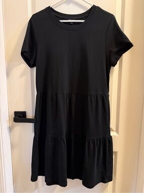 RACHEL Rachel Roy Black Short-Sleeve Tiered Dress